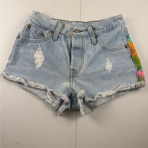 Levi’s 501 Light Blue Distressed Denim Women’s Shorts